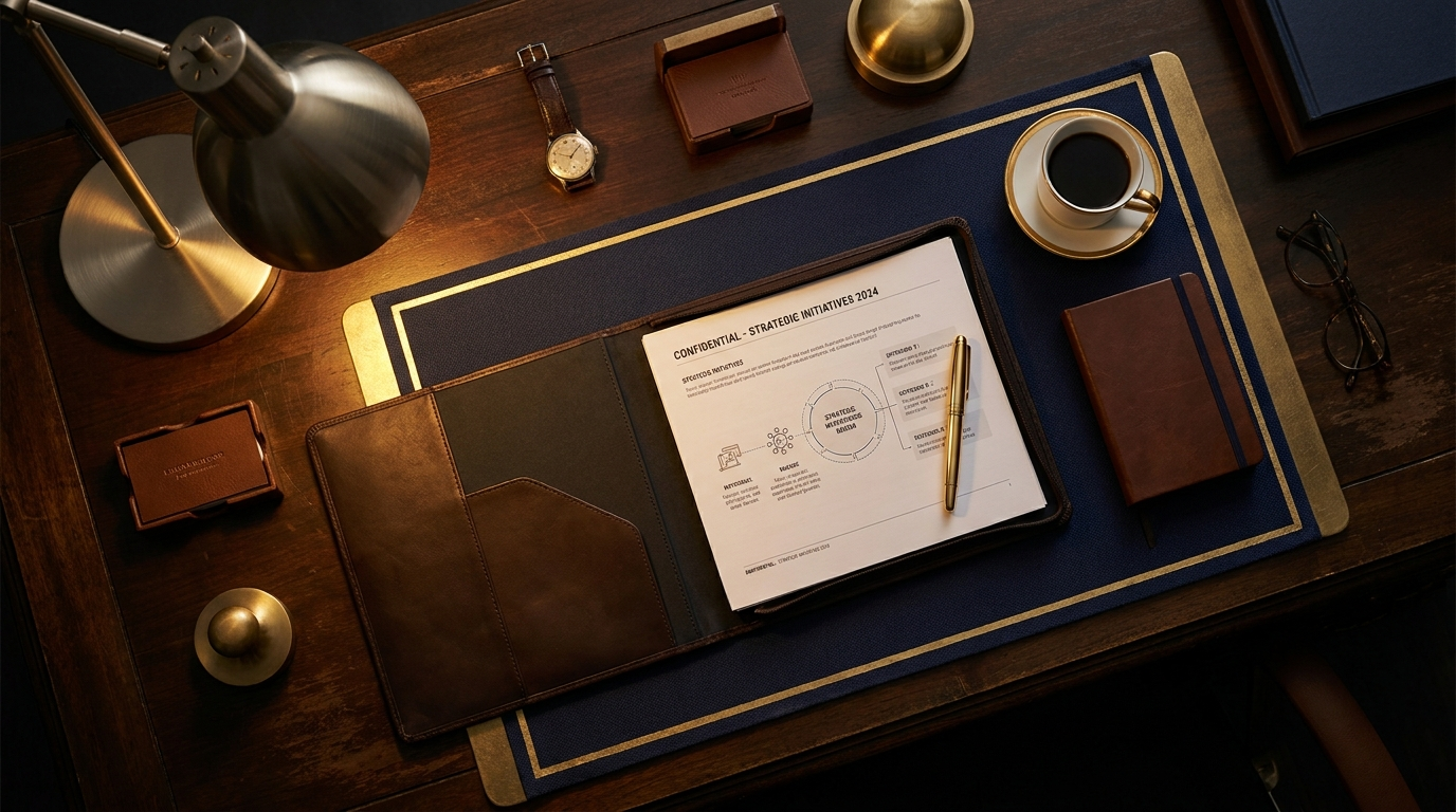 Escritorio ejecutivo con documentos estratégicos